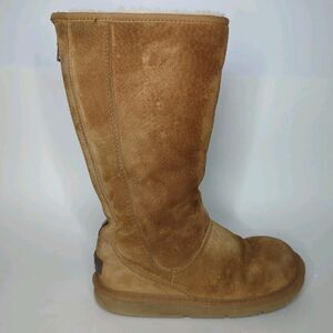 UGG Aus sz 6 Knightbridge Boots Chestnut Shearling & Leather 5119 Tall Rear Zip